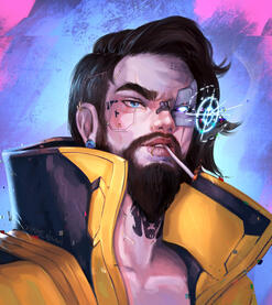 Portrait practice of a friend in Cyberpunk AU.