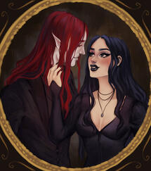 Couple OC Commission for a client inspired by the painting of Dracula and his Wife from Castlevania.